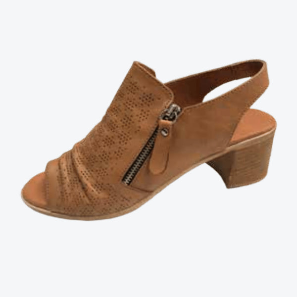 Via Nova Harlee Tan Leather Mid Heel